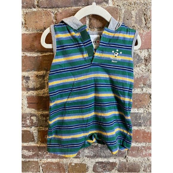 Y2K Circo Baby Mayfield Soccer Striped Hooded Sleeveless Romper Baby Size - Picture 5 of 9